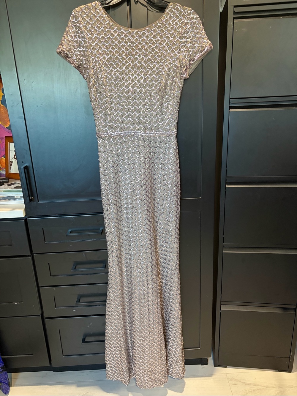 Aqua Beaded Blush Maxi Dress